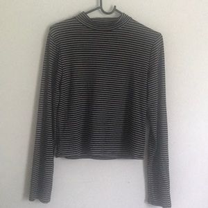 Long sleeve black and white striped top